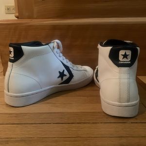 White Pro Leather High Top Converse